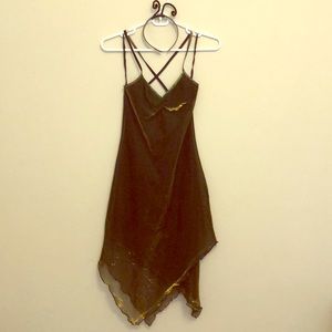 Green and gold shimmer dress & butterfly headband